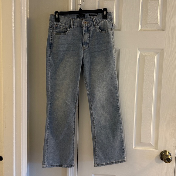 Light Blue Denim Jeans High Rise Flare Ankle - Picture 1 of 7